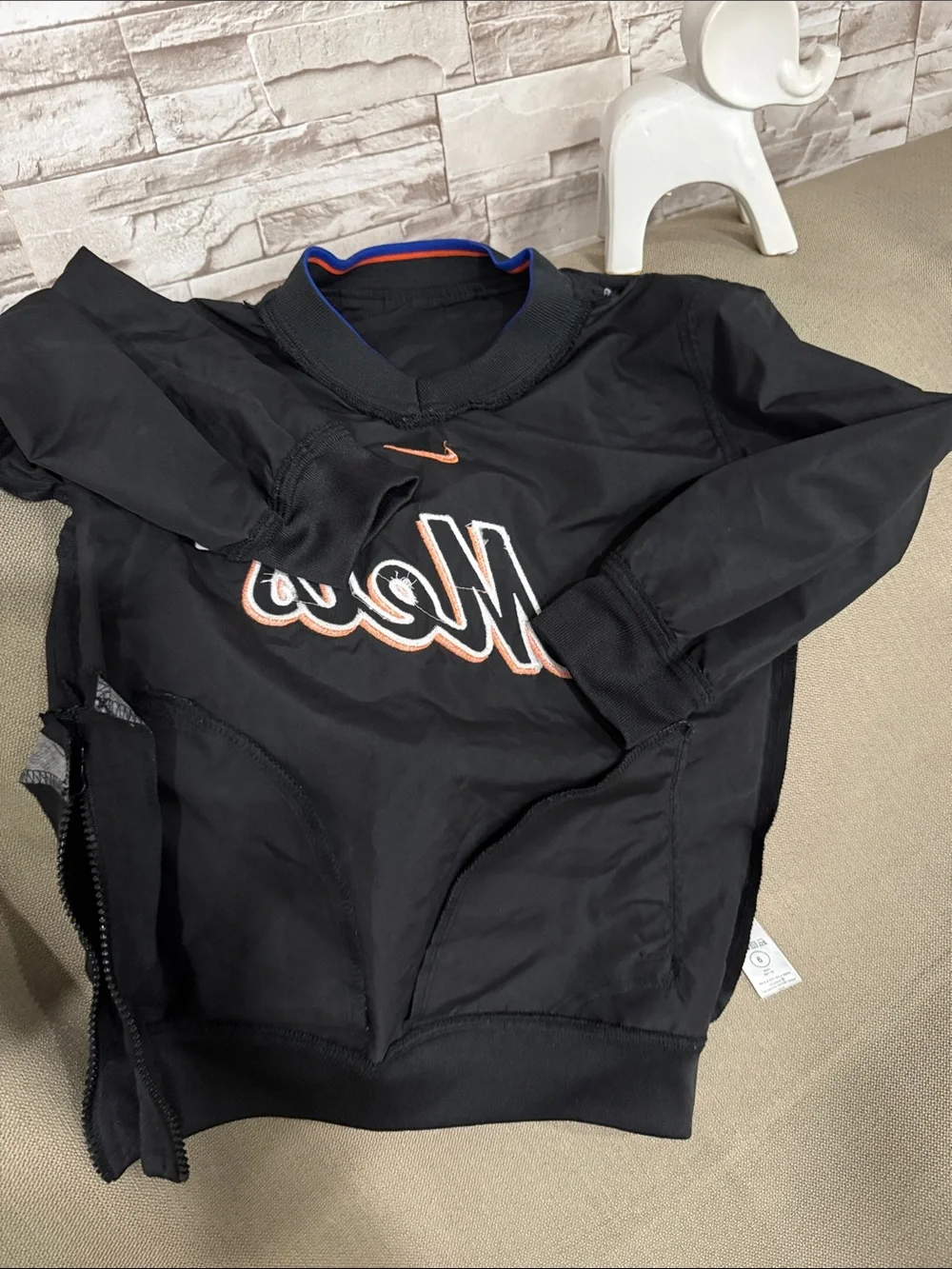 Nike Black Mets Pullover Crewneck with Blue and Orange Logo